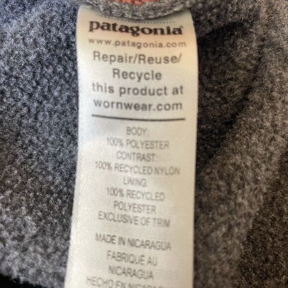Patagonia Women’s Synchilla Full-Zip Fleece Jacket Gray w/ Orange Trim Size L - Picture 9 of 11